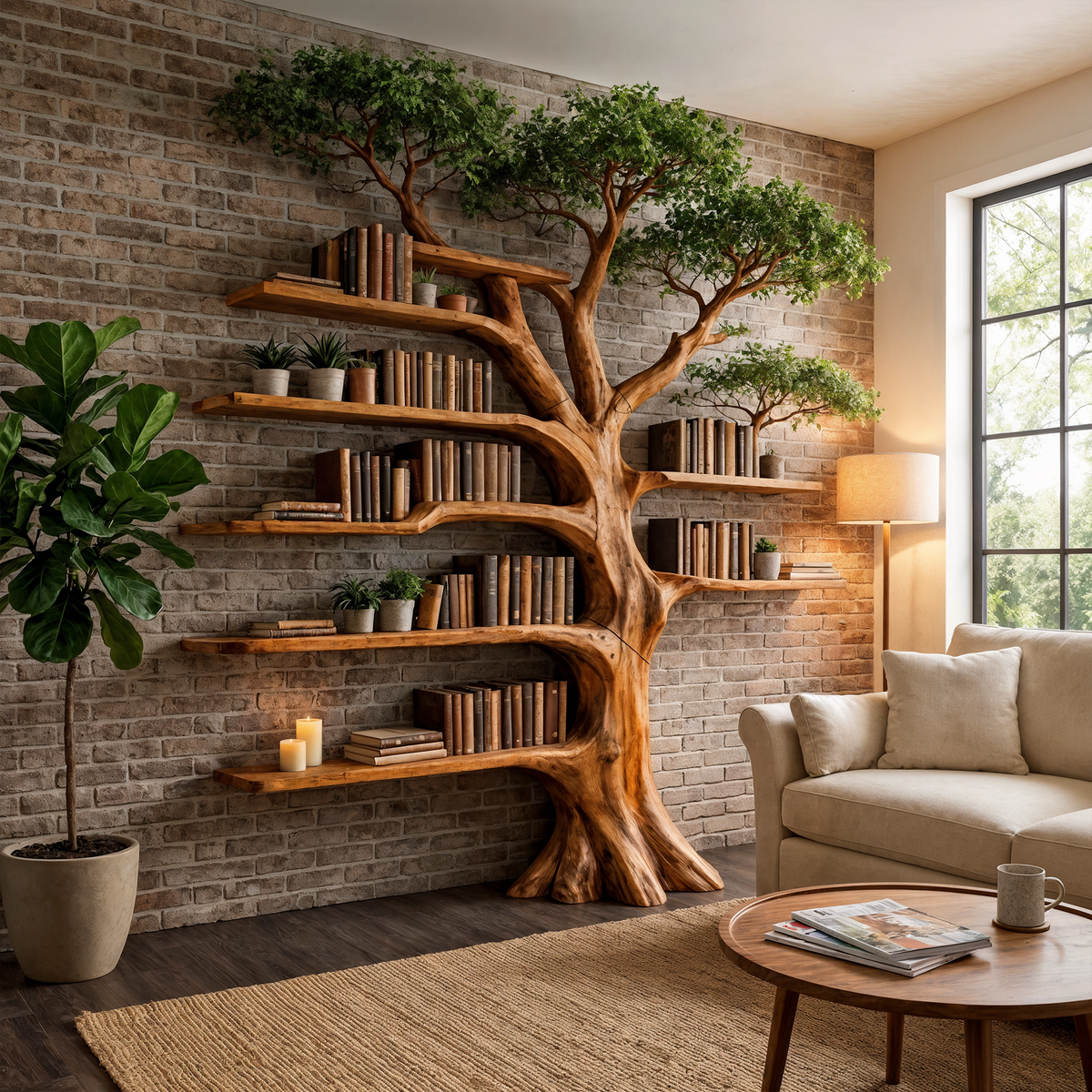 Nature Inspired Tree Display Bookcase Living Room