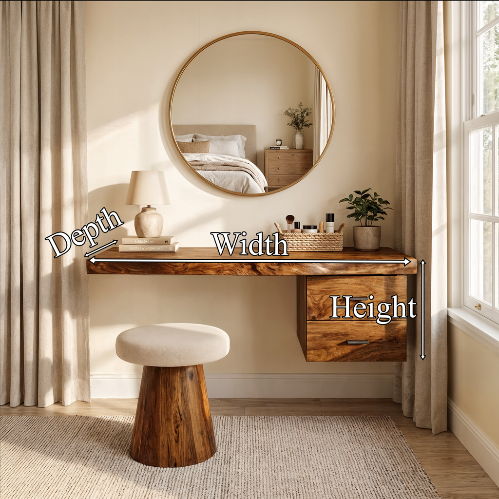Modern Organic Solid Wood Dressing Table Bedroom Floating