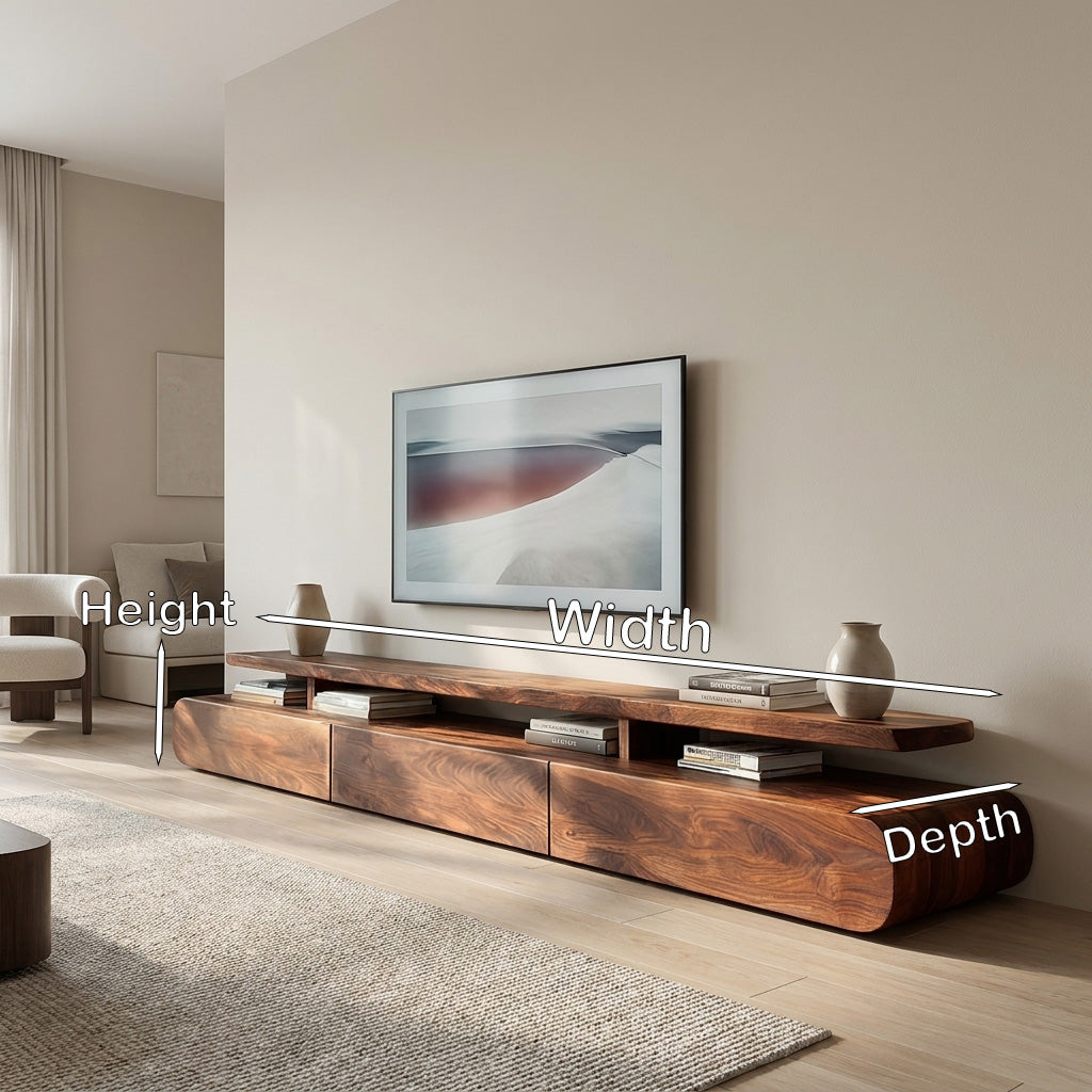 Modern Organic Natural Wood TV Stand For Living Room