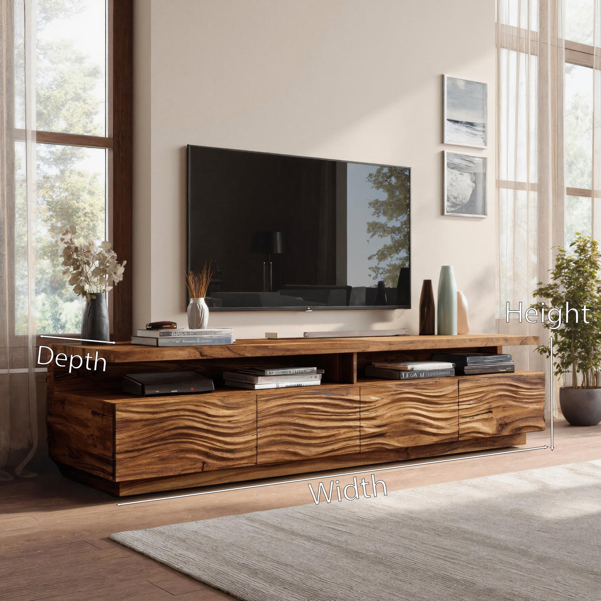 Modern TV Stand With Storage Cabinets For Living Room