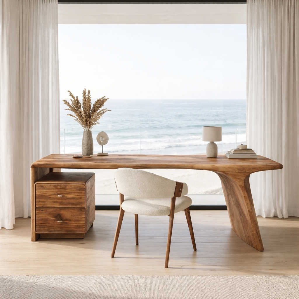 Modern Wooden Desk With Drawers For Workspace
