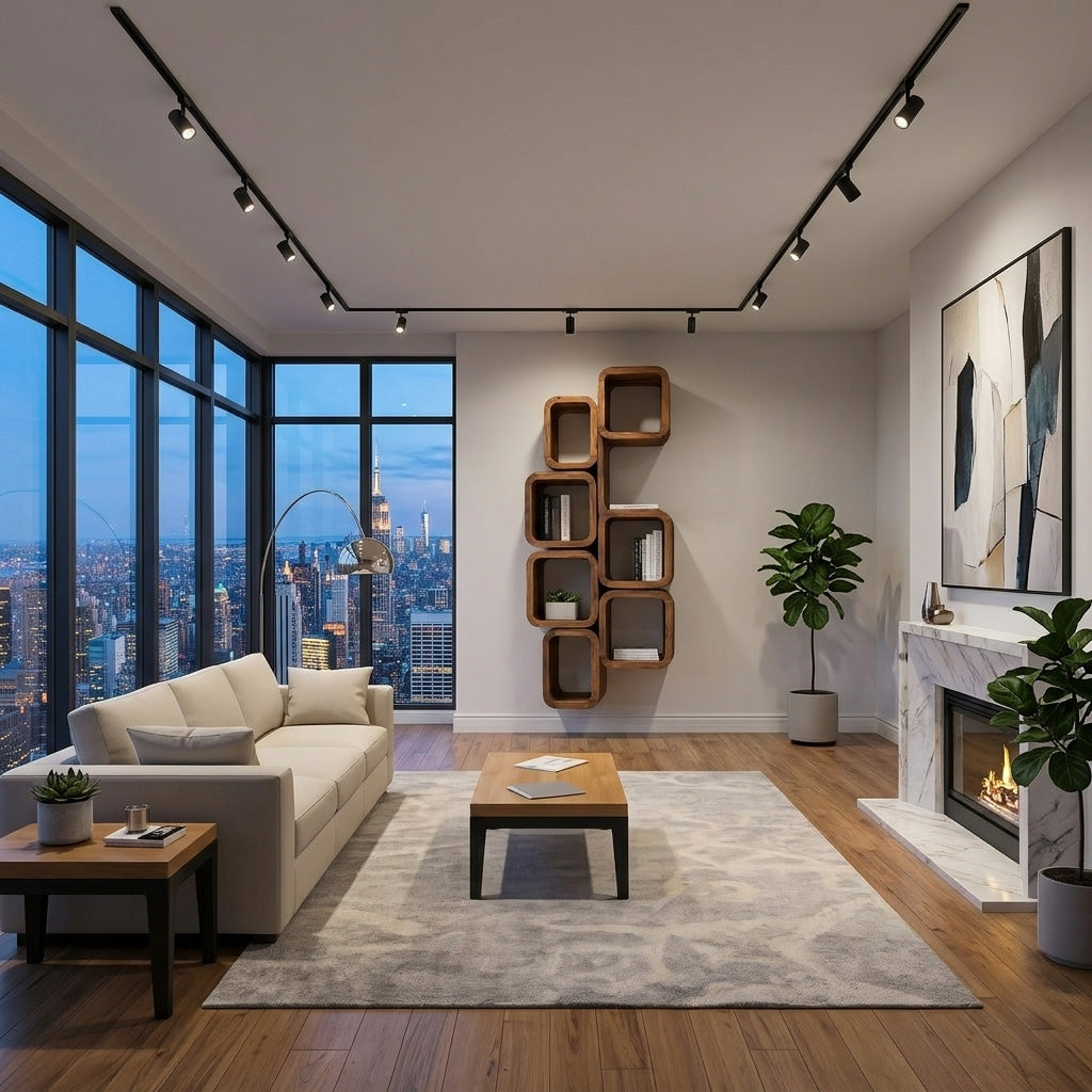 Modern Wall Mounted Bookshelf With Square Design For Living Room