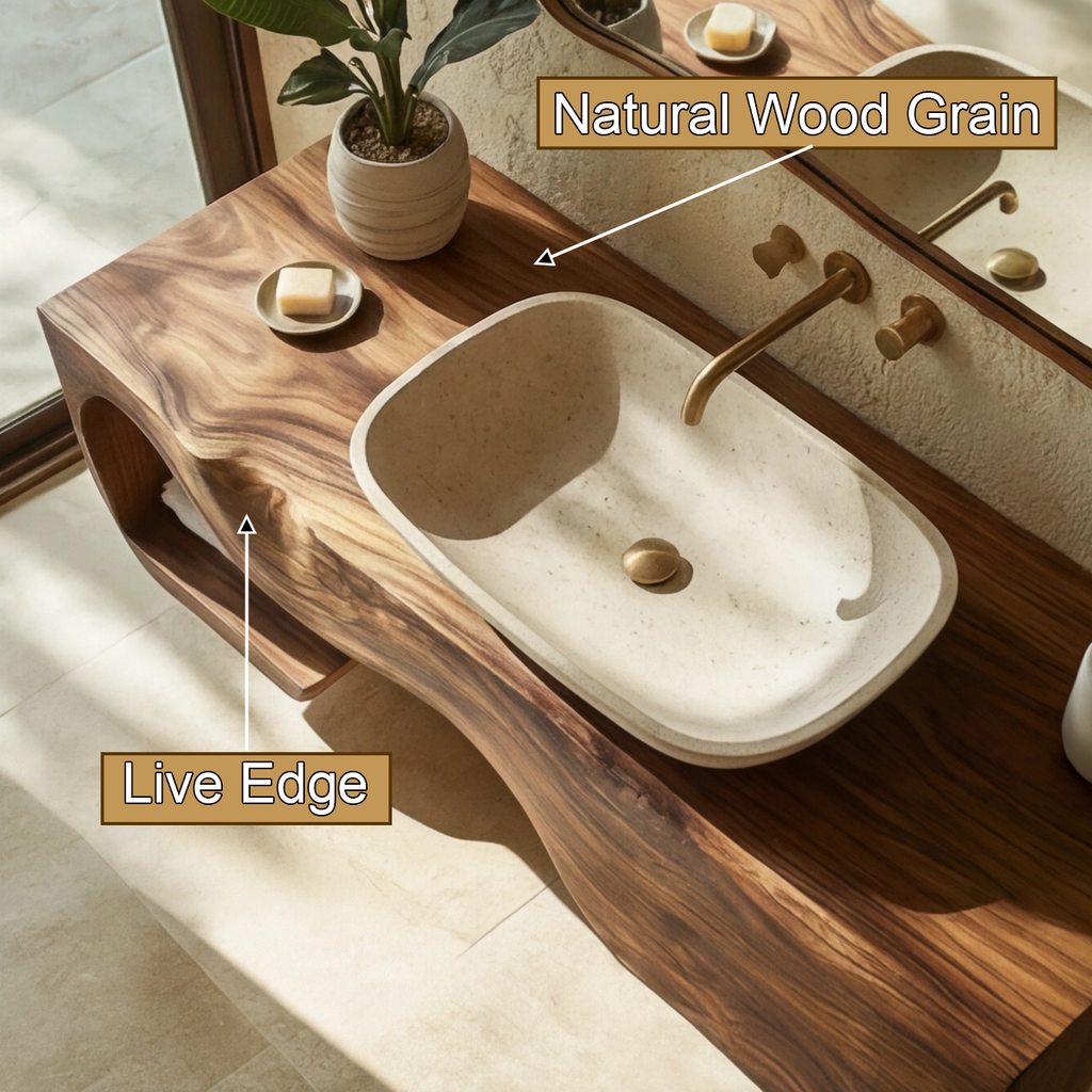 Merona Sculpted Solid Wood Floating Bathroom Vanity With Drawers