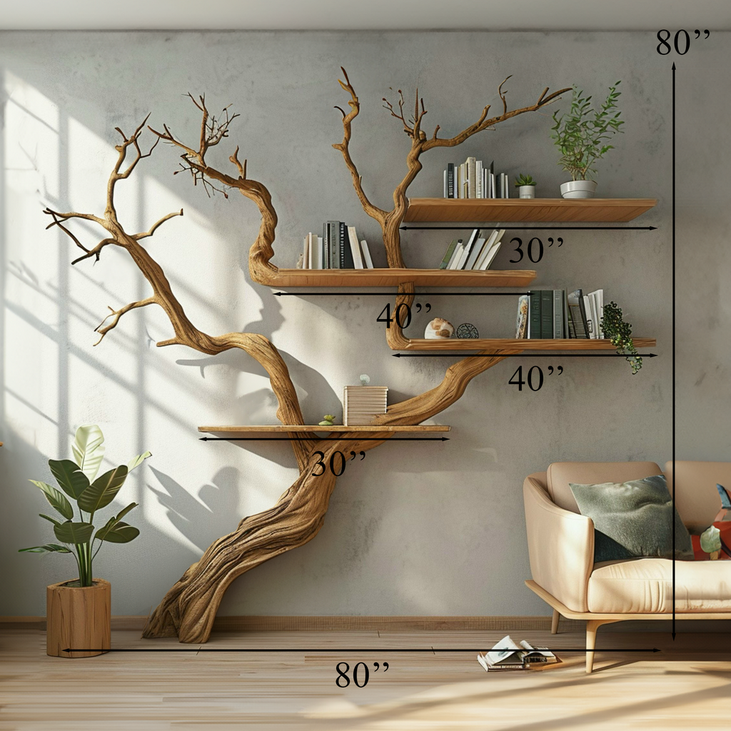 Tree Branch Shelf Wall Mount Bookshelf